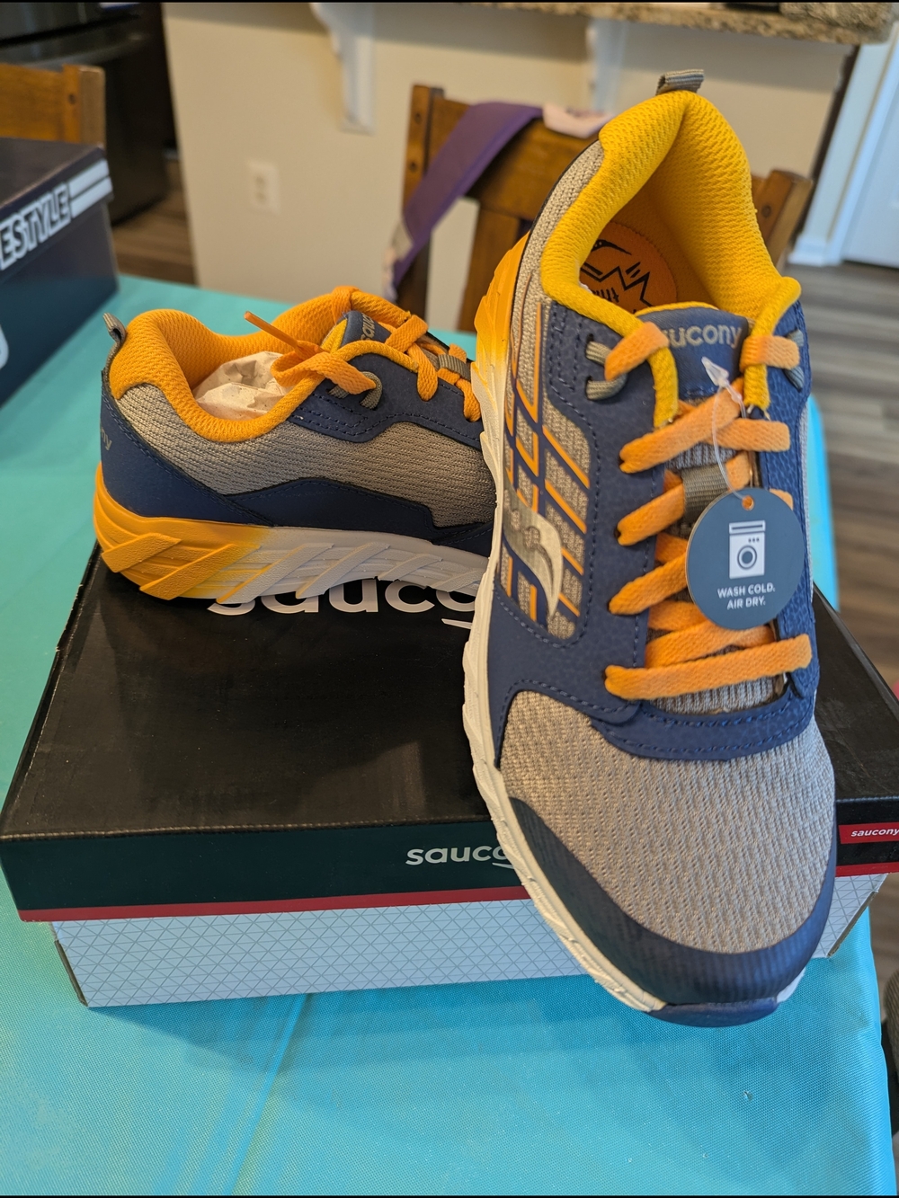 Saucony Kids' Gray and Yellow Athletic Sneakers